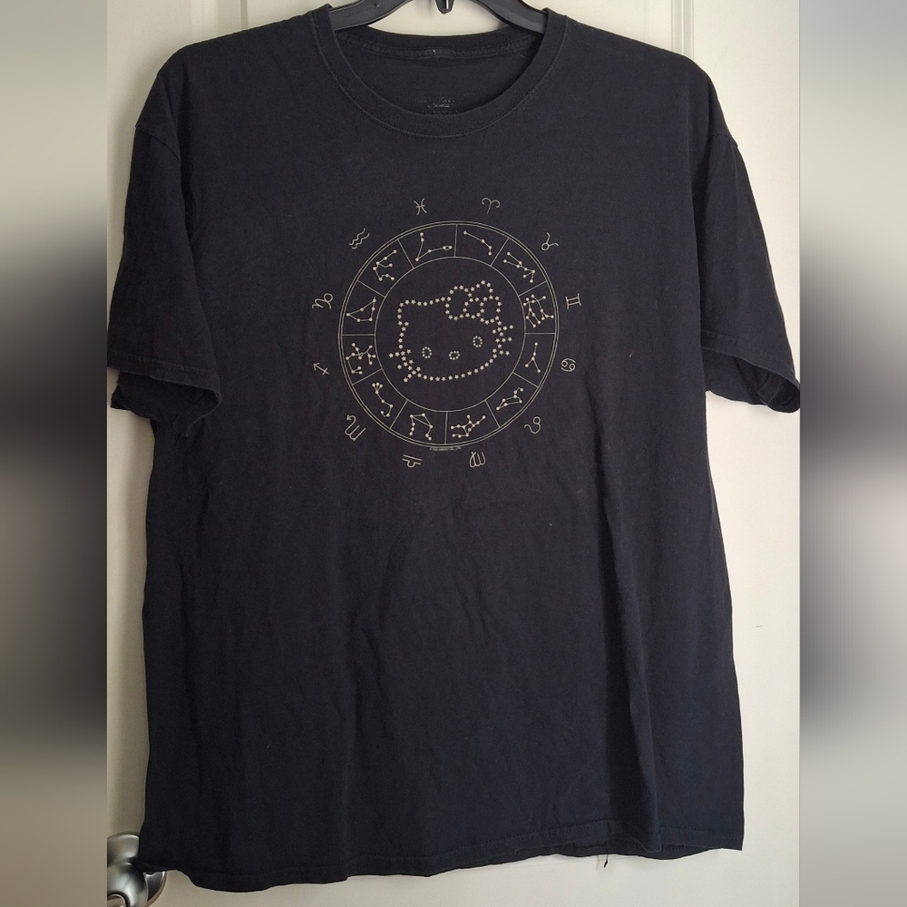Hello Kitty Black Zodiac Graphic Tshirt Womens L/XL Whymsigoth Grunge Goth